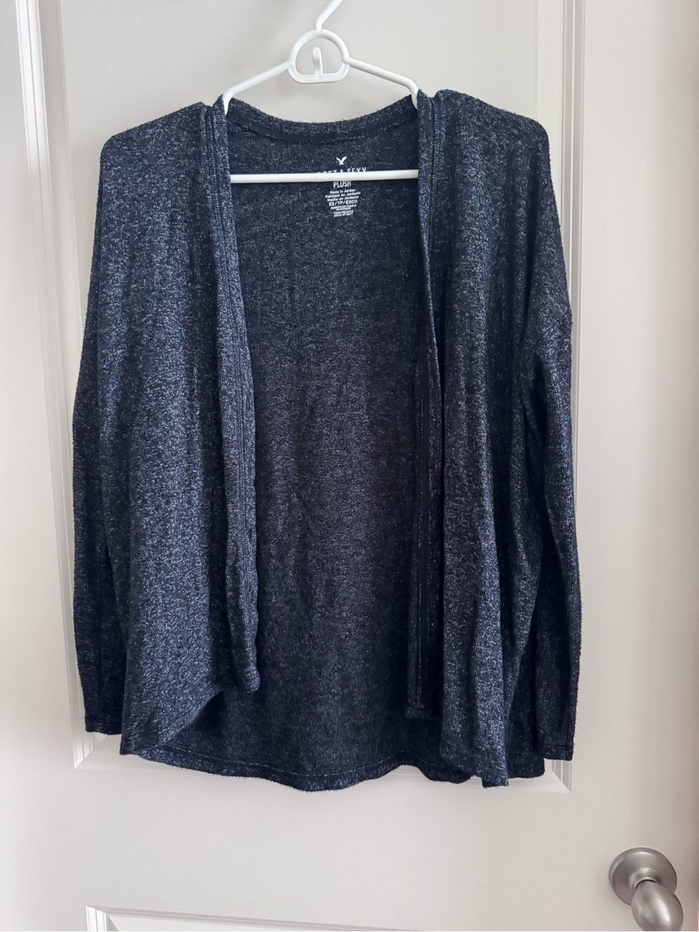 American Eagle Outfitters Open-Front Heather Charcoal Cardigan